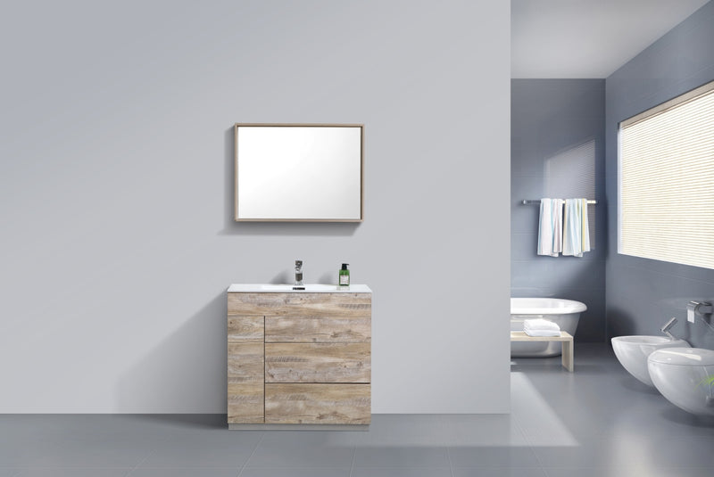 KubeBath Milano 36" Nature Wood Modern Bathroom Vanity