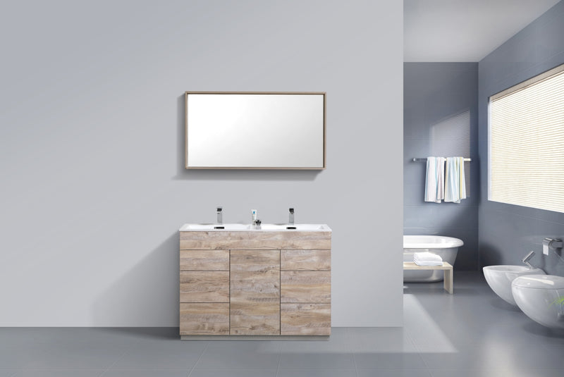 KubeBath Milano 48" Double Sink  Nature Wood Modern Bathroom Vanity