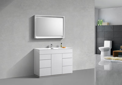 KubeBath Milano 48" Single Sink High Glossy White  Modern Bathroom Vanity