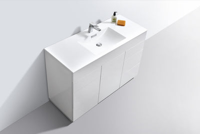 KubeBath Milano 48" Single Sink High Glossy White  Modern Bathroom Vanity
