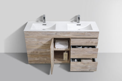 KubeBath Milano 60"Double Sink Nature Wood Modern Bathroom Vanity