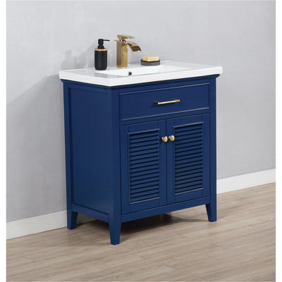 Design Element Cameron 30" Single Sink Vanity In Blue