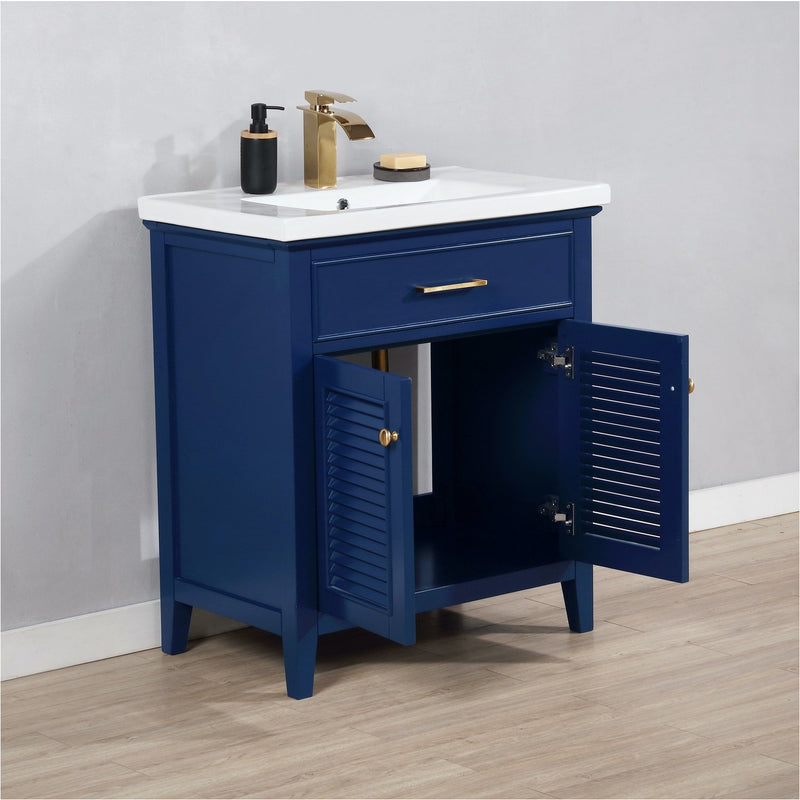 Design Element Cameron 30" Single Sink Vanity In Blue