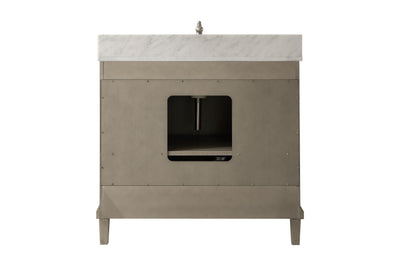 Legion Furniture 36" Antique Gray Oak  Vanity With Carrara White Top