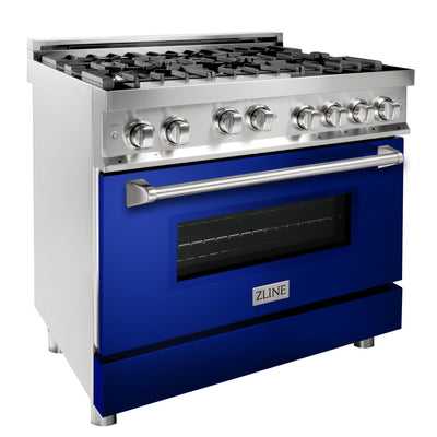 ZLINE 36" Professional 4.6 cu. ft. 6 Gas on Gas Range in Stainless Steel with Color Door Options (RG36)