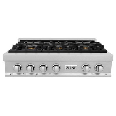 ZLINE 36" Porcelain Gas Stovetop in DuraSnow® Stainless Steel with 6 Gas Burners (RTS-36)