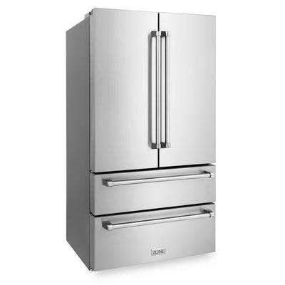 ZLINE 36 in. 22.5 cu. ft Built-in French Door Refrigerator with Ice Maker in Fingerprint Resistant Stainless Steel (RFM-36)