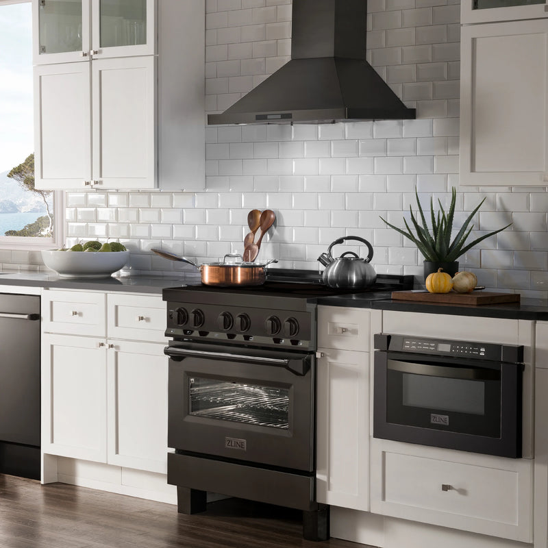 ZLINE Induction Range with a 4 Element Stove and Electric Oven in Black Stainless Steel (RAIND-BS)