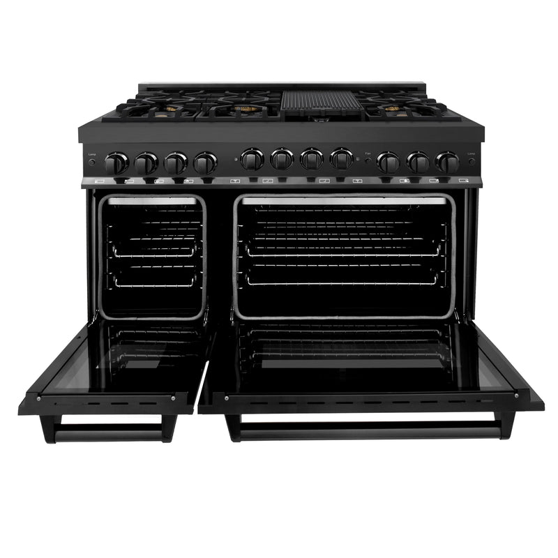 ZLINE 48" 6.0 cu. ft. Range with Gas Stove and Gas Oven in Black Stainless Steel (RGB-48)