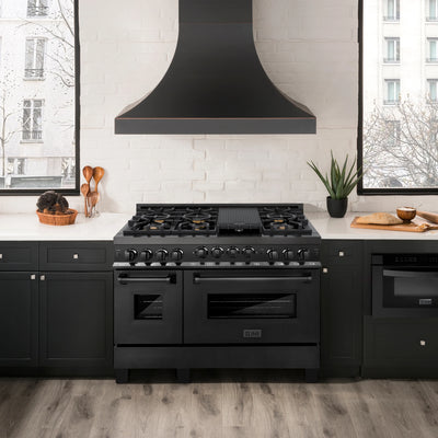 ZLINE 48" 6.0 cu. ft. Range with Gas Stove and Gas Oven in Black Stainless Steel (RGB-48)
