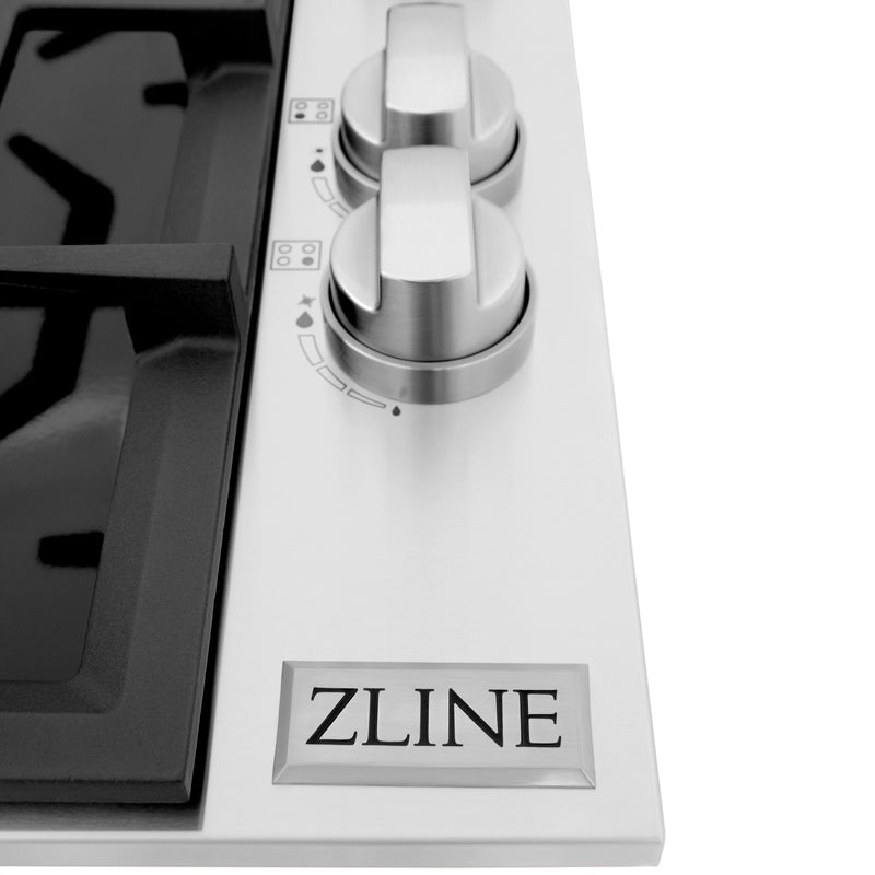 ZLINE 30" Dropin Gas Stovetop with 4 Gas Brass Burners and Black Porcelain Top (RC30-PBT)
