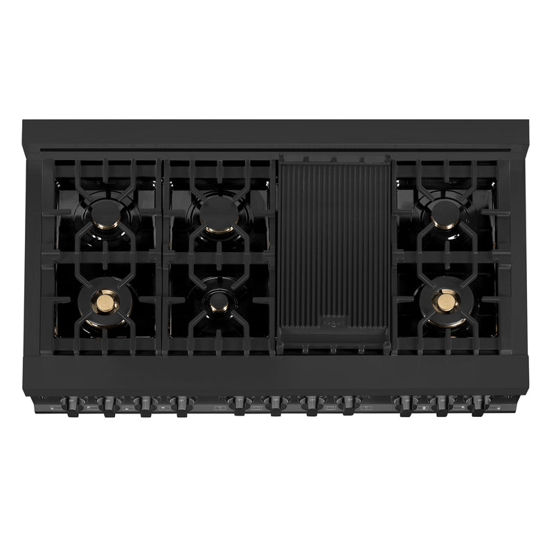 ZLINE 48" Black Stainless 6.0 cu.ft. 7 Gas Burner/Electric Oven Range (RAB-BR-48)