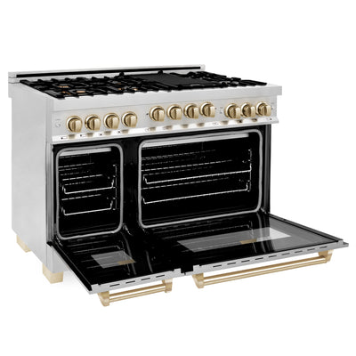 ZLINE Autograph Edition 48" 6.0 cu. ft. Range with Gas Stove and Gas Oven in Stainless Steel with Accents (RGZ-48)