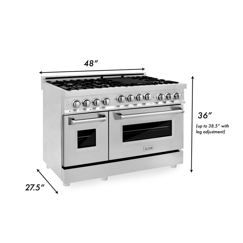 ZLINE 48" 6.0 cu. ft. Range with Gas Stove and Gas Oven in Stainless Steel (RG48)