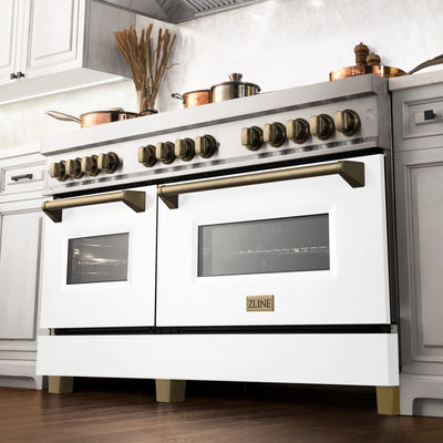 ZLINE Autograph Edition 60" 7.4 cu. ft. Dual Fuel Range with Gas Stove and Electric Oven in Stainless Steel with White Matte Door and Accents (RAZ-WM-60)