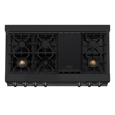 ZLINE 48" Porcelain Gas Stovetop in Black Stainless with 7 Gas Burners and Griddle (RTB-BR-48)