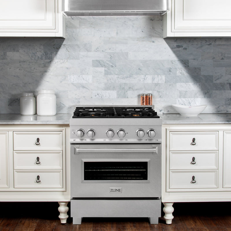 ZLINE 30" 4.0 cu. ft. Dual Fuel Range with Gas Stove and Electric Oven in DuraSnow® Stainless Steel (RAS-30)