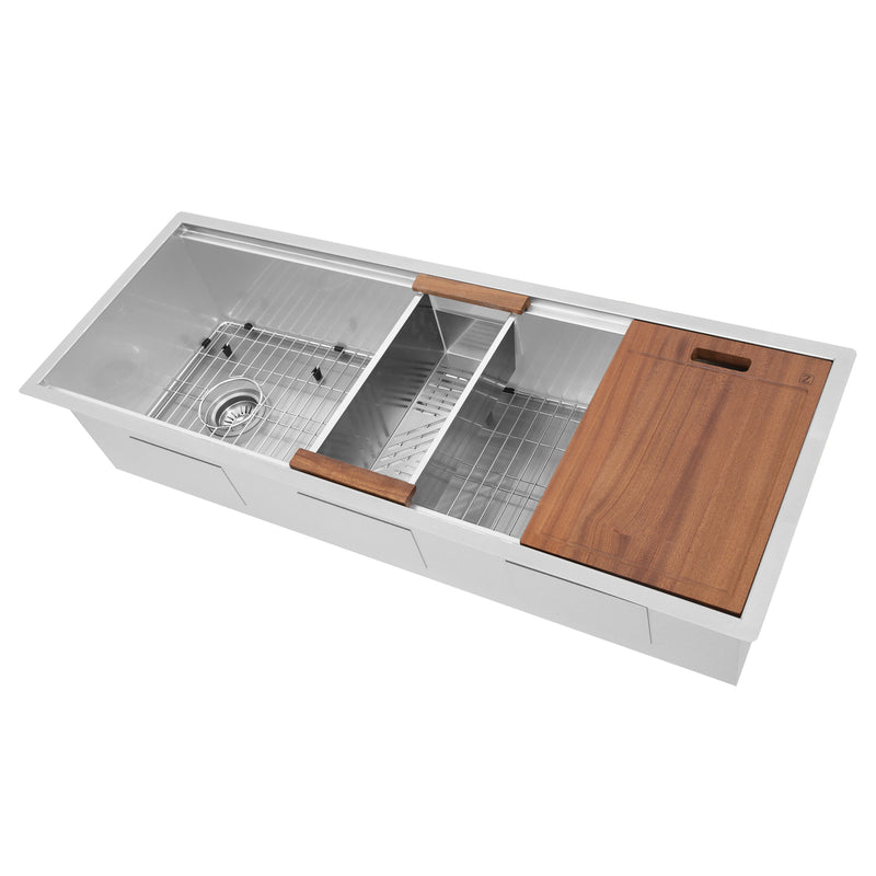 ZLINE Garmisch 45 Inch Undermount Single Bowl Sink in DuraSnow® Stainless Steel with Accessories (SLS-45S)