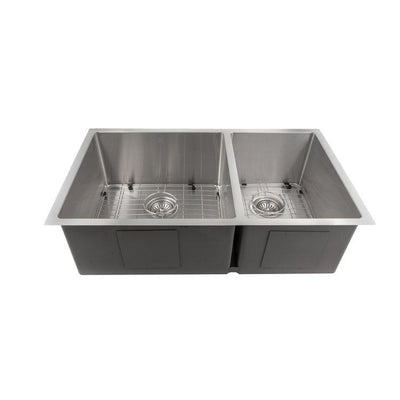 ZLINE Chamonix 33 Inch Undermount Double Bowl Sink in DuraSnow® Stainless Steel (SR60D-33S)