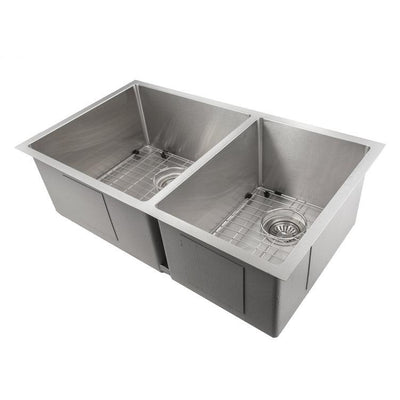 ZLINE Chamonix 33 Inch Undermount Double Bowl Sink in DuraSnow® Stainless Steel (SR60D-33S)