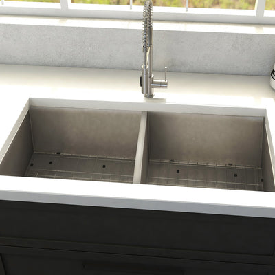 ZLINE Anton 33 Inch Undermount Double Bowl Sink in DuraSnow® Stainless Steel (SR50D-33S)