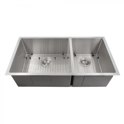 ZLINE Chamonix 36 Inch Undermount Double Bowl Sink in DuraSnow® Stainless Steel (SR60D-36S)