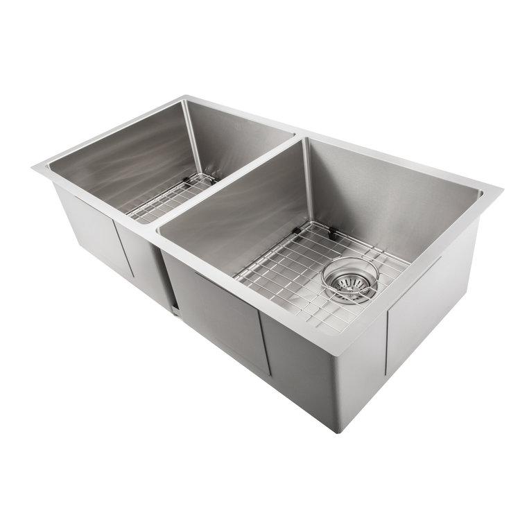 ZLINE Anton 36 Inch Undermount Double Bowl Sink in DuraSnow® Stainless Steel (SR50D-36S)
