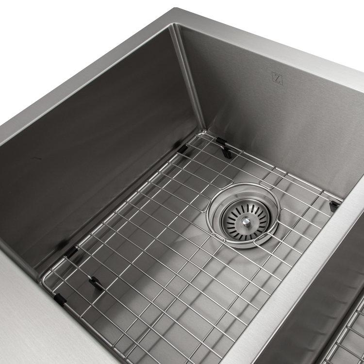 ZLINE Niseko Farmhouse 36 Inch Apron Mount Double Bowl Sink in DuraSnow® Stainless Steel (SA50D-36S)