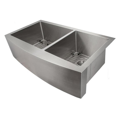 ZLINE Courchevel Farmhouse 36 Inch Undermount Double Bowl Sink in Stainless Steel (SA60D-36)