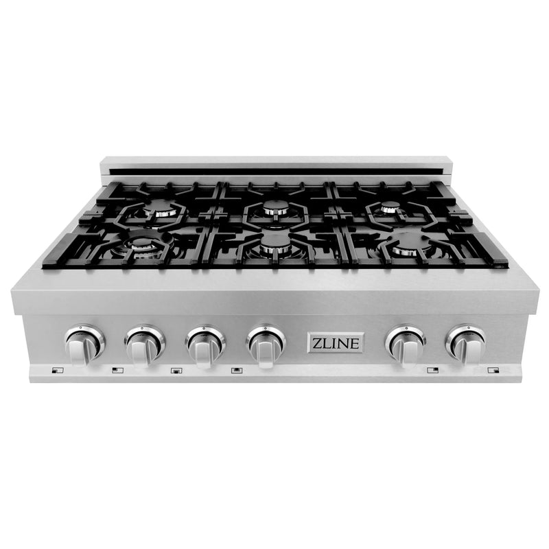 ZLINE 36" Porcelain Gas Stovetop in DuraSnow® Stainless Steel with 6 Gas Burners (RTS-36)