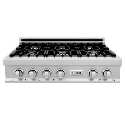 ZLINE 36" Porcelain Gas Stovetop in DuraSnow® Stainless Steel with 6 Gas Burners (RTS-36)