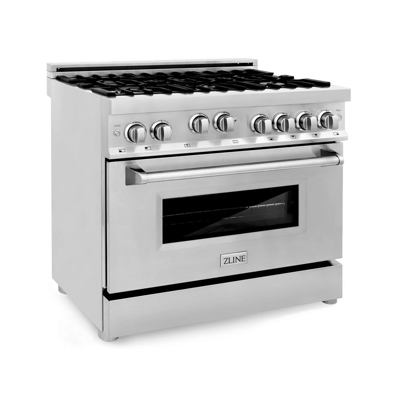 ZLINE 36" Professional 4.6 cu. ft. 6 Gas on Gas Range in Stainless Steel with Color Door Options (RG36)