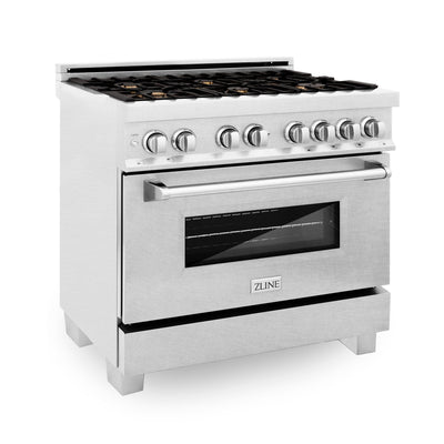 ZLINE 36" 4.6 cu. ft. Dual Fuel Range with Gas Stove and Electric Oven in DuraSnow® Stainless Steel (RAS-36)