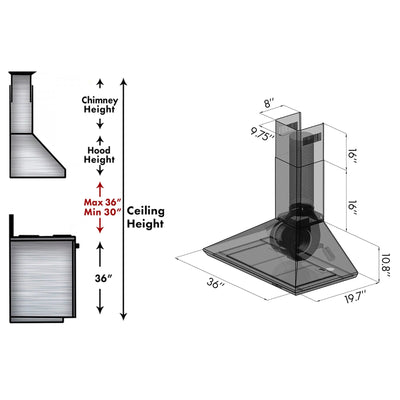 ZLINE Convertible Vent Wall Mount Range Hood in Stainless Steel (KF)