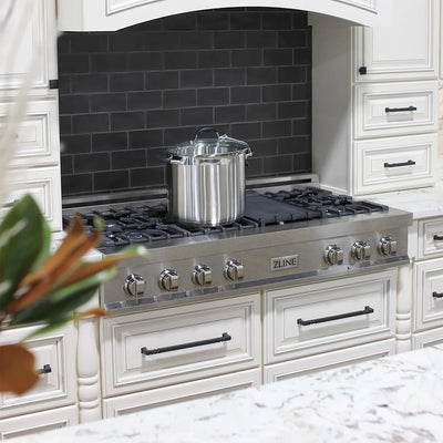 ZLINE 48" Porcelain Gas Stovetop in DuraSnow® Stainless Steel with 7 Gas and Griddle (RTS-48)