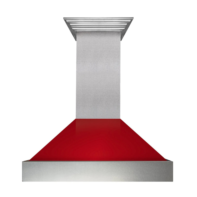 ZLINE Ducted ZLINE DuraSnow Stainless Steel® Range Hood with Red Gloss Shell (8654RG)