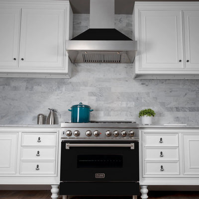 ZLINE Ducted ZLINE DuraSnow Stainless Steel® Range Hood with Black Matte Shell (8654BLM)