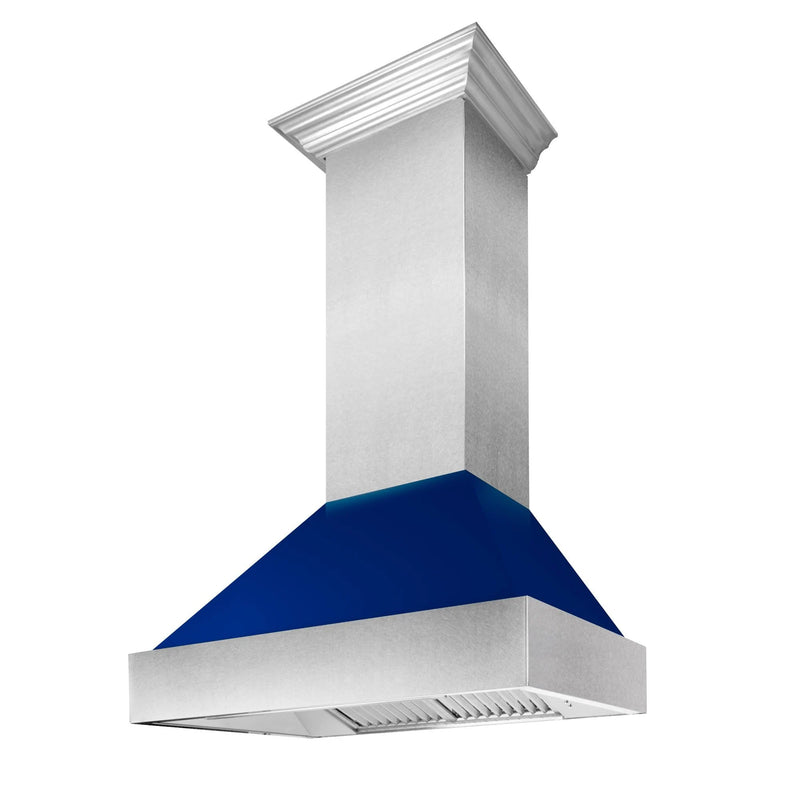 ZLINE Ducted ZLINE DuraSnow Stainless Steel® Range Hood with Blue Gloss Shell (8654BG)