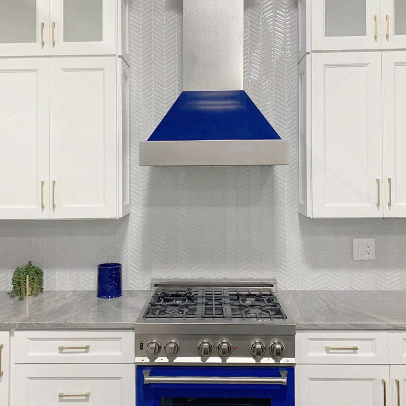 ZLINE Ducted ZLINE DuraSnow Stainless Steel® Range Hood with Blue Gloss Shell (8654BG)