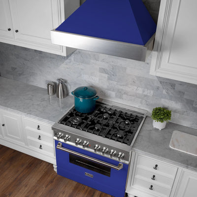 ZLINE Ducted ZLINE DuraSnow Stainless Steel® Range Hood with Blue Matte Shell (8654BM)