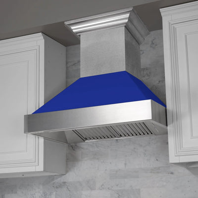 ZLINE Ducted ZLINE DuraSnow Stainless Steel® Range Hood with Blue Matte Shell (8654BM)