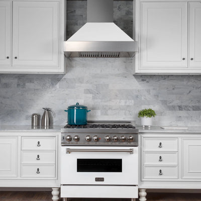 30" Ducted DuraSnow® Stainless Steel Range Hood with White Matte Shell (8654WM-30)