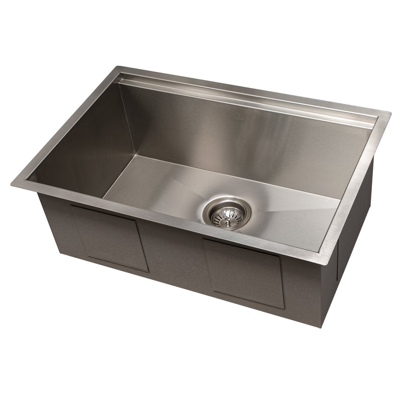 ZLINE Garmisch 27 Inch Undermount Single Bowl Sink in DuraSnow® Stainless Steel with Accessories (SLS-27S)