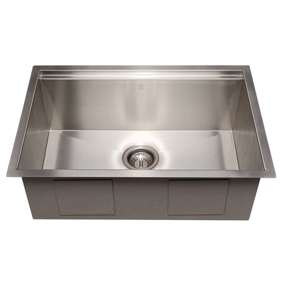 ZLINE Garmisch 27 Inch Undermount Single Bowl Sink in DuraSnow® Stainless Steel with Accessories (SLS-27S)
