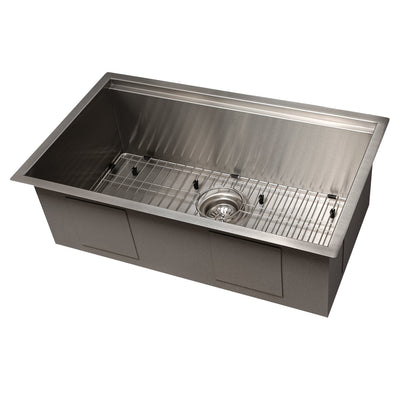 ZLINE Garmisch 30 Inch Undermount Single Bowl Sink in DuraSnow® Stainless Steel with Accessories (SLS-30S)