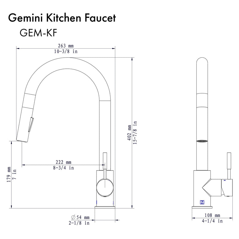 ZLINE Gemini Kitchen Faucet in Brushed Nickel (GEM-KF)