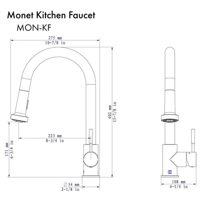 ZLINE Monet Kitchen Faucet in Brushed Nickel (MON-KF)