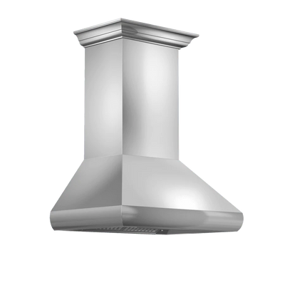 ZLINE Professional Convertible Vent Wall Mount Range Hood in Stainless Steel with Crown Molding (587CRN)