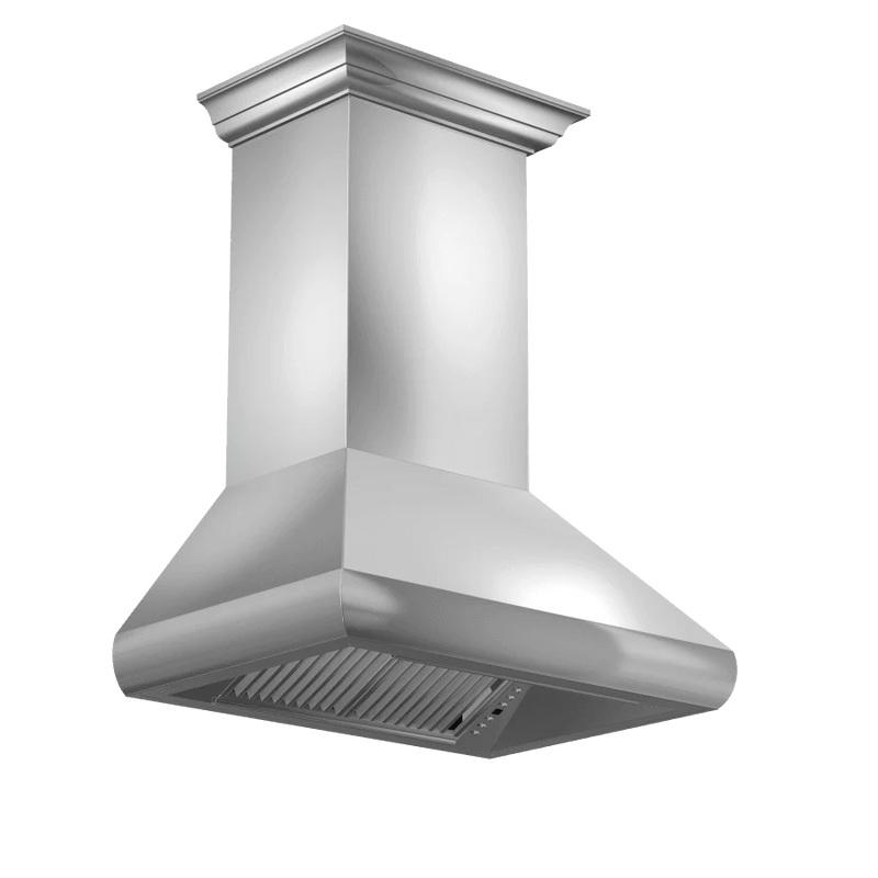 ZLINE Professional Convertible Vent Wall Mount Range Hood in Stainless Steel with Crown Molding (587CRN)