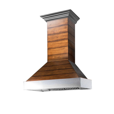 ZLINE 30" Convertible Vent Wooden Wall Range Hood with Shiplap and Stainless Steel Accents (365BB-30)